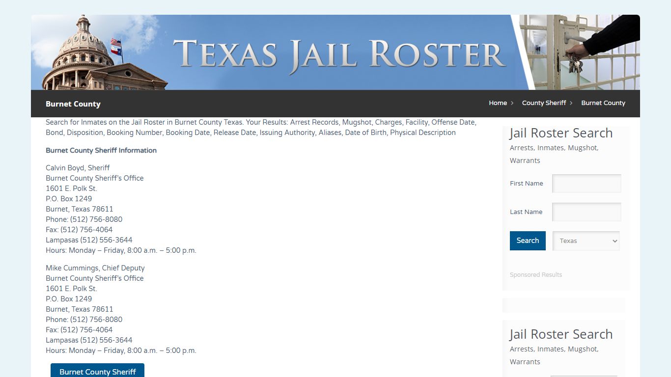 Burnet County | Jail Roster Search