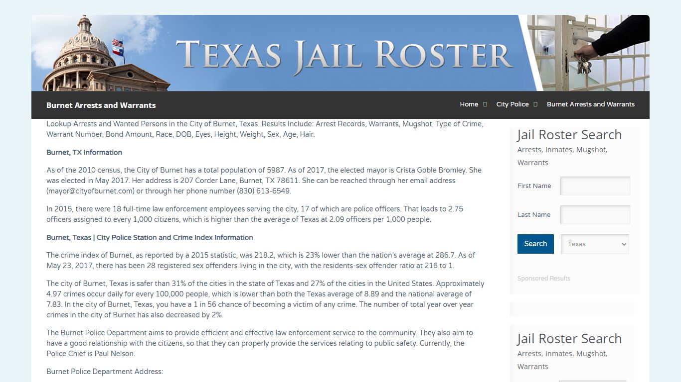 Burnet Arrests and Warrants | Jail Roster Search